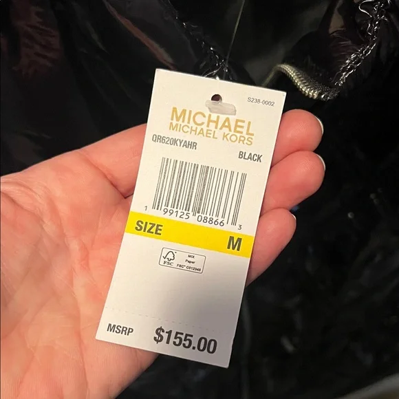 Michael Kors Black ✨ Glossy Diamond-Quilt Puffer Vest –w/ Cinch - Picture 10 of 10